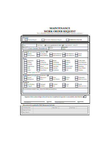 maintenance work order request example