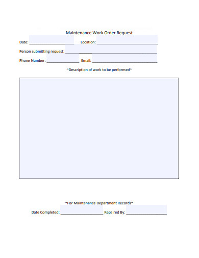 maintenance work order request template