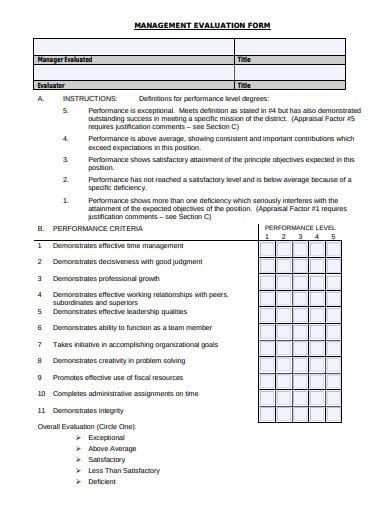 management evaluation form example
