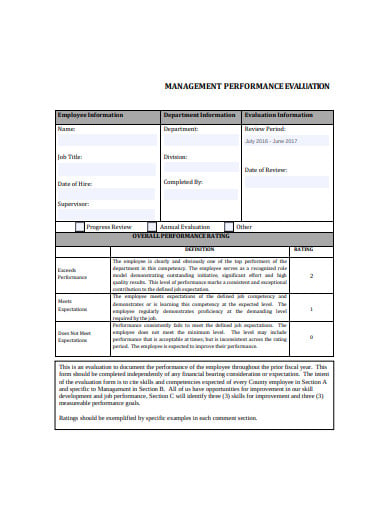 management performance evaluation template