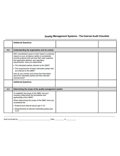 management-system-internal-audit-checklist