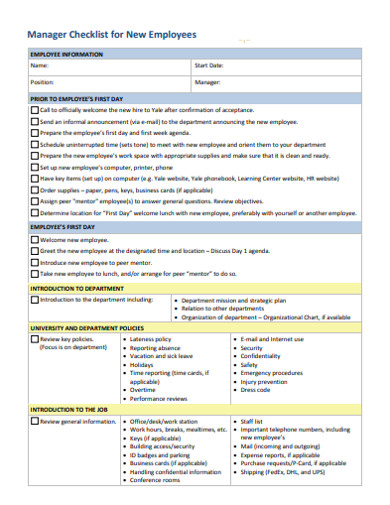 manager checklist employee