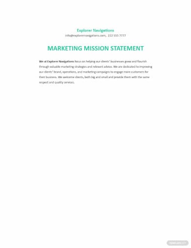 marketing mission statement sample template