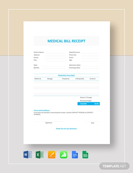 20 medical receipt templates word pdf google docs free premium templates