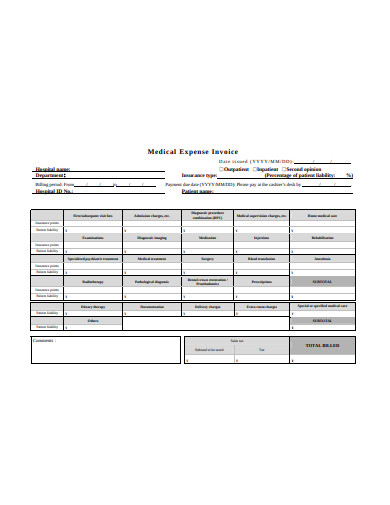 medical expense invoice template