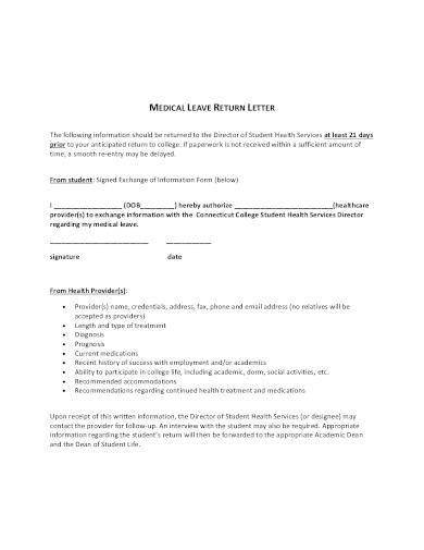 medical leave return letter in pdf