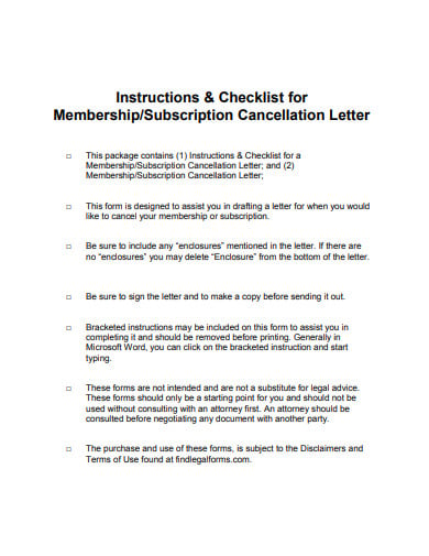 membership of cancellation letter example