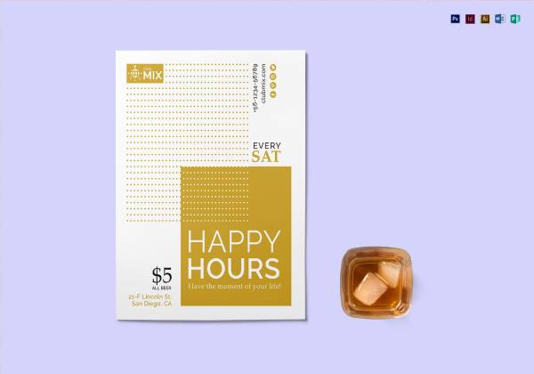 minimal happy hour flyer