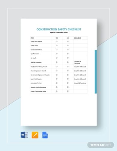minimal safety checklist template