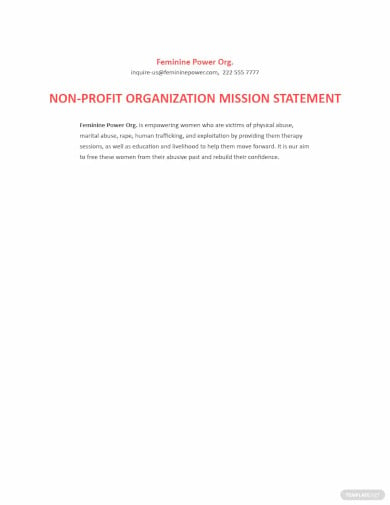 mission statements of nonprofit organisation template