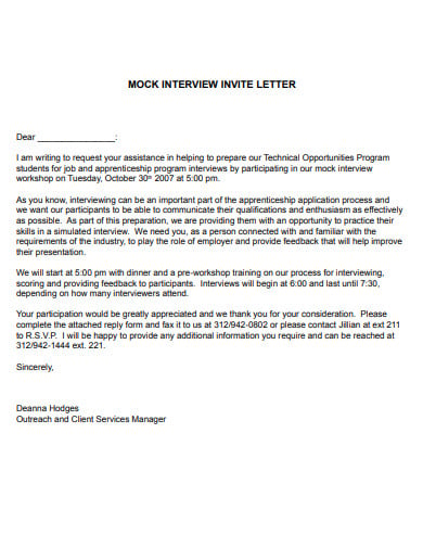 application letter sample for mock job interview