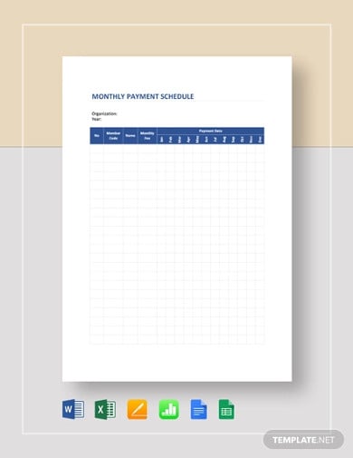 monthly payment schedule template1