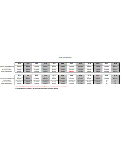 monthly payment schedule