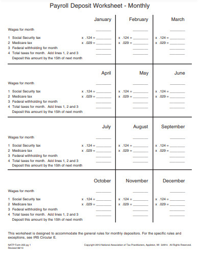 montlhy payroll worksheet template