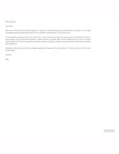 motivation letter for personal masters degree template
