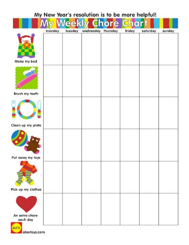 my weekly chore chart template