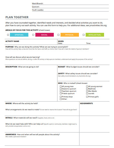 new activity plan template