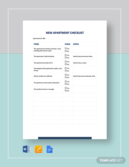 new apartment checklist template