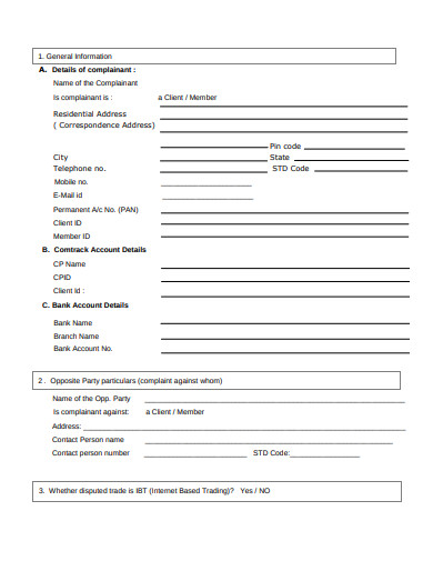 Complaint Form Appendix Example FREE 18+ Complaint Form Templates in PDF |MS Word | Pages | Docs