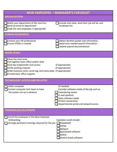 new employee manager checklist