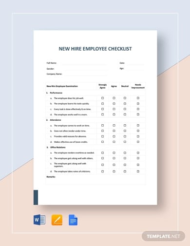 new hire employee checklist template