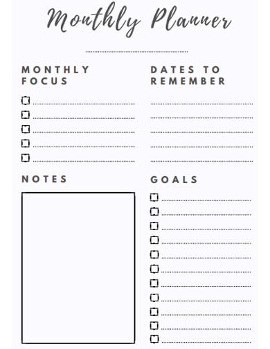 new monthly planner sample
