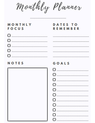 11+ Monthly Planner Templates in Google Docs | Publisher | PSD | AI