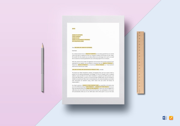 new product announcing letter template