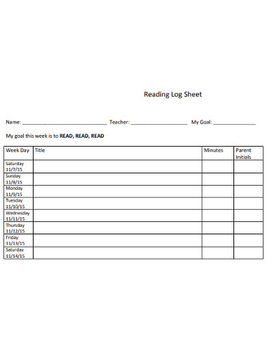 new reading log sheet