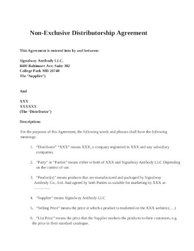 non-exclusive-distributorship-agreement
