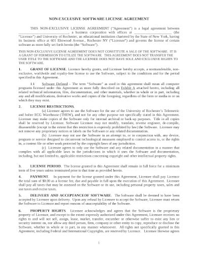 non-exclusive-software-license-agreement-template