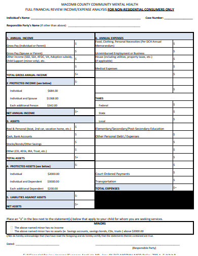 non residential expense analysis template