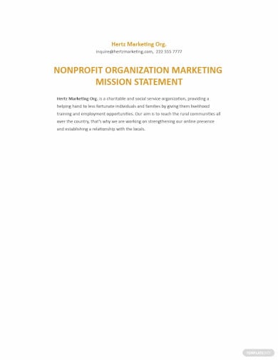nonprofit organization marketing mission statement template