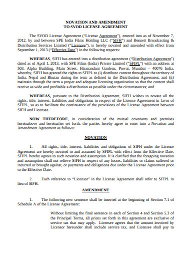 novation amendment agreement