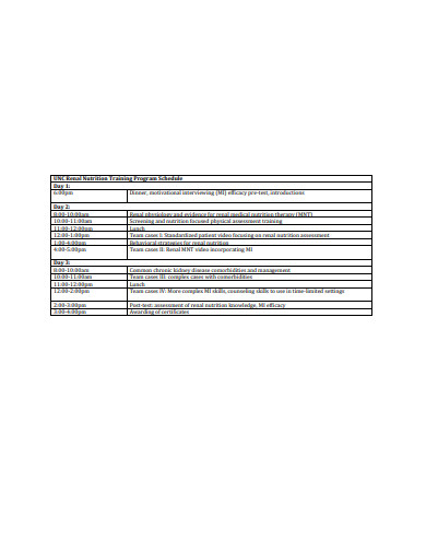 nutrition training program schedule template