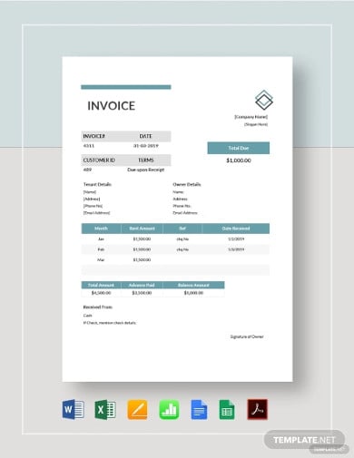 office rent invoice format template