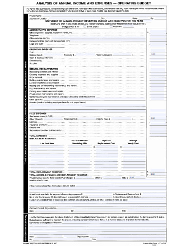 operating budget expense analysis example