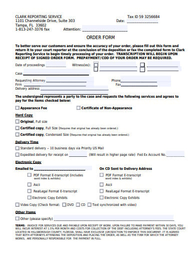 order processing form 
