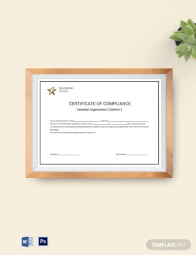organization compliance certificate