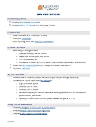 organized orientation checklist template