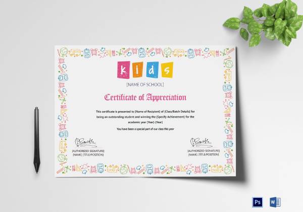 outstanding student appreciation certificate