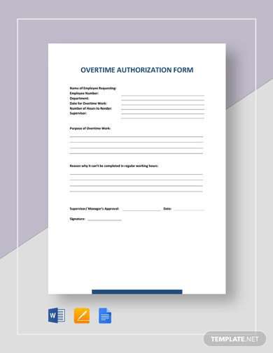overtime authorization form template