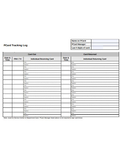 pcard tracking log template