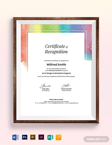 painting award certificate template