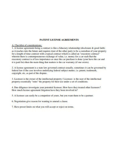 pantent license agreement template