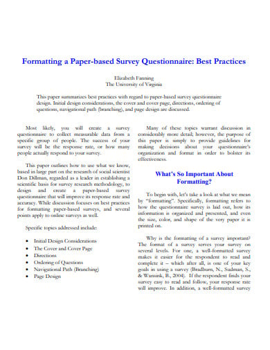 paper based survey questionnaire
