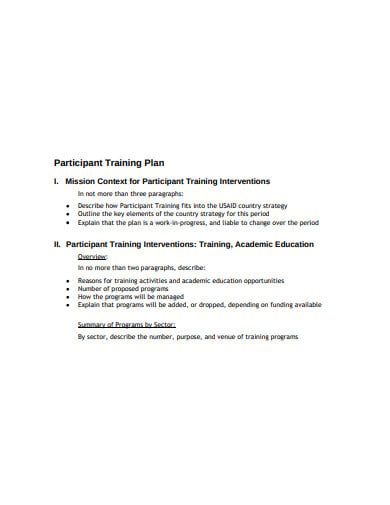 participate training plan template