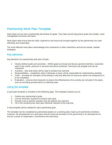 partnership work plan example