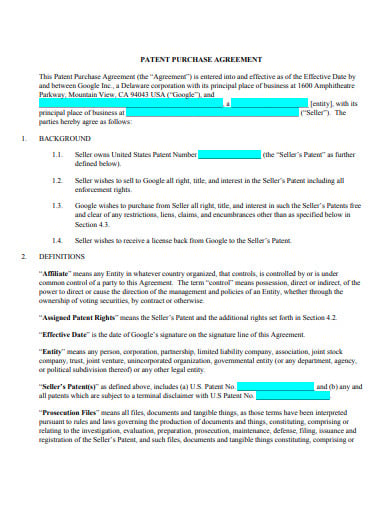 patent purchase agreement template