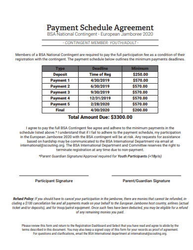 payment schedule agreement